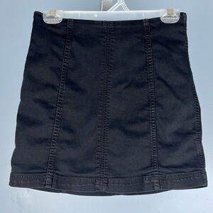 Free People black denim mini skirt